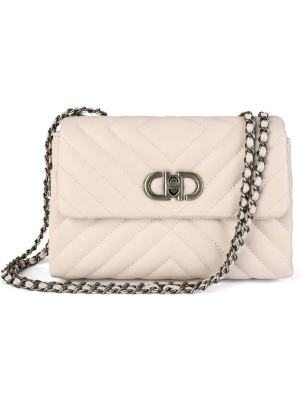 〽️Women's Beige Vegan Leather Convertible Crossbody iPad Mini Purse Shoulder Bag